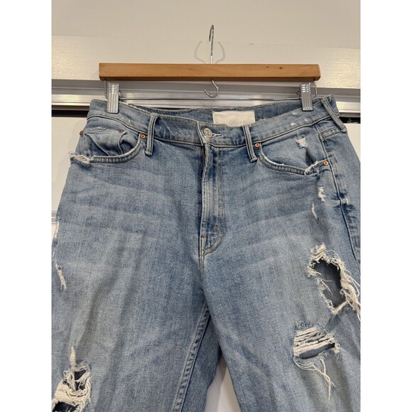 Mother Superior Womens 27 Blue Denim Distressed The Sinner Jeans Crop Frayed - Picture 2 of 12